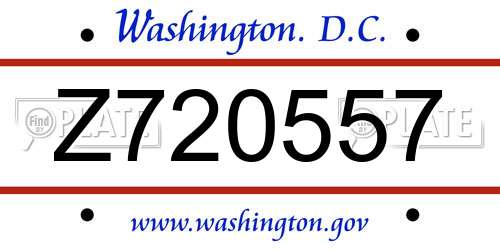 Z720557 District Of Columbia License Plate
