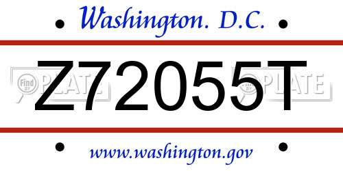 Z72055T District Of Columbia License Plate