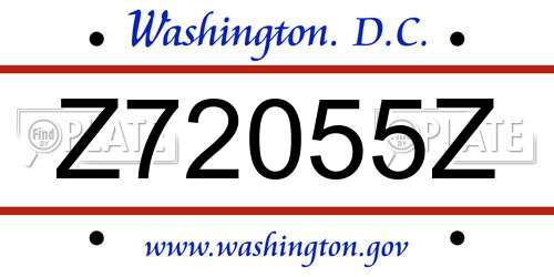 Z72055Z District Of Columbia License Plate