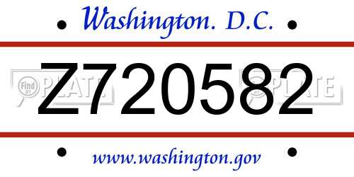 Z720582 District Of Columbia License Plate