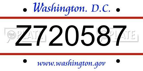 Z720587 District Of Columbia License Plate