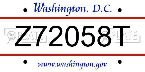 Z72058T District Of Columbia License Plate