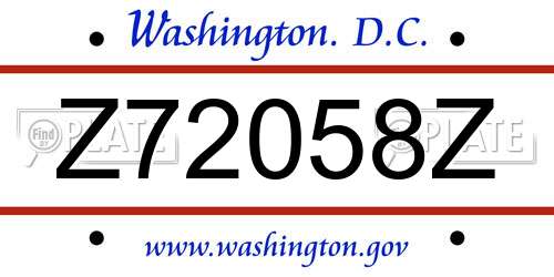 Z72058Z District Of Columbia License Plate