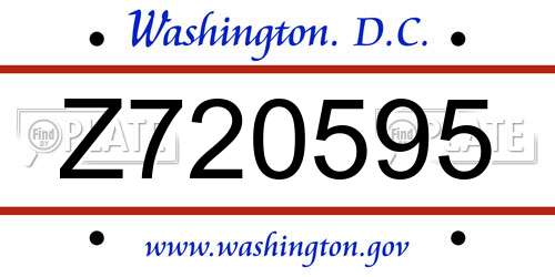 Z720595 District Of Columbia License Plate