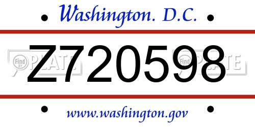 Z720598 District Of Columbia License Plate