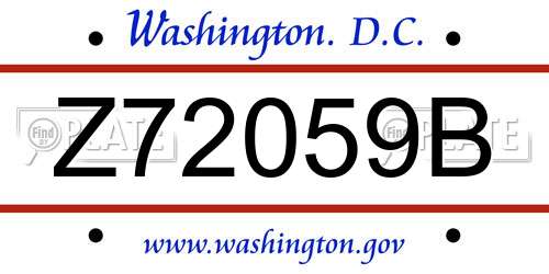 Z72059B District Of Columbia License Plate