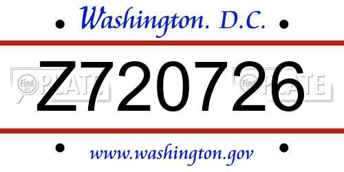 Z720726 District Of Columbia License Plate