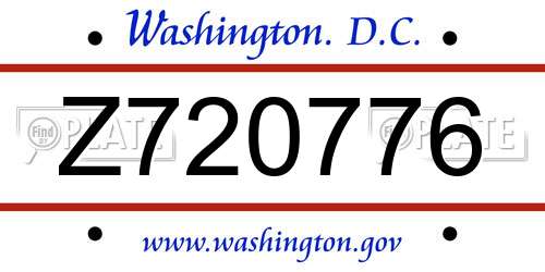 Z720776 District Of Columbia License Plate