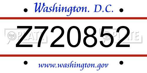 Z720852 District Of Columbia License Plate