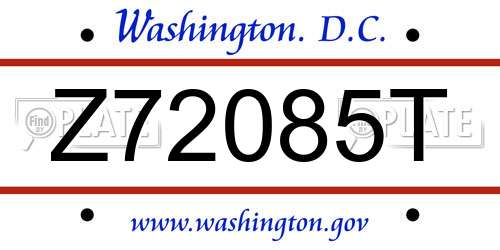 Z72085T District Of Columbia License Plate
