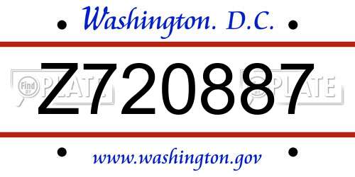 Z720887 District Of Columbia License Plate