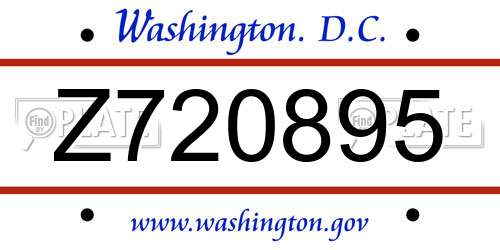 Z720895 District Of Columbia License Plate