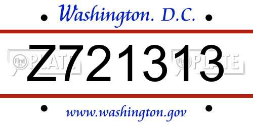 Z721313 District Of Columbia License Plate