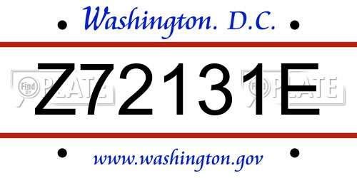 Z72131E District Of Columbia License Plate