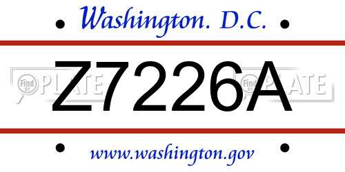 Z7226A District Of Columbia License Plate