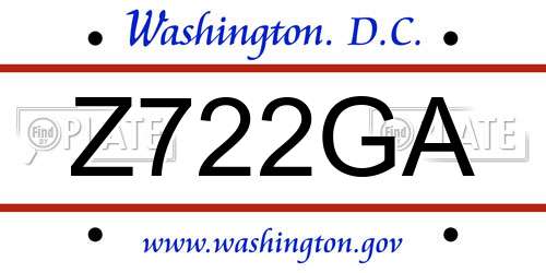 Z722GA District Of Columbia License Plate