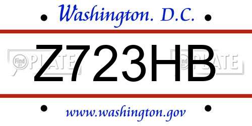 Z723HB District Of Columbia License Plate