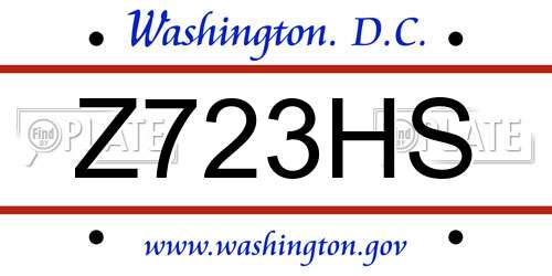 Z723HS District Of Columbia License Plate