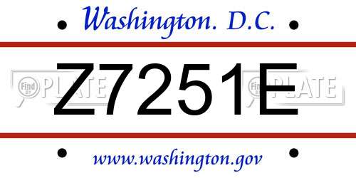 Z7251E District Of Columbia License Plate