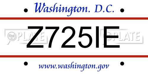 Z725IE District Of Columbia License Plate