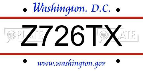 Z726TX District Of Columbia License Plate