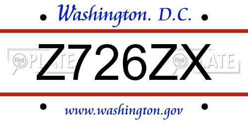 Z726ZX District Of Columbia License Plate