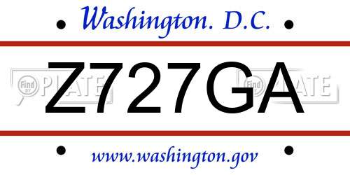 Z727GA District Of Columbia License Plate