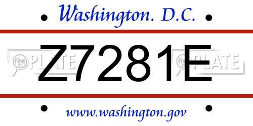 Z7281E District Of Columbia License Plate
