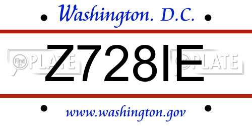 Z728IE District Of Columbia License Plate