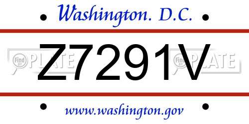 Z7291V District Of Columbia License Plate