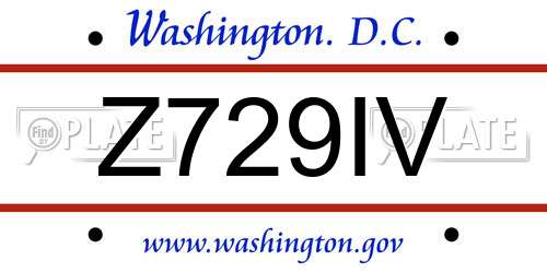 Z729IV District Of Columbia License Plate