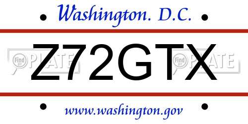 Z72GTX District Of Columbia License Plate