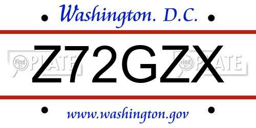 Z72GZX District Of Columbia License Plate