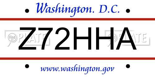 Z72HHA District Of Columbia License Plate