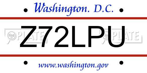 Z72LPU District Of Columbia License Plate