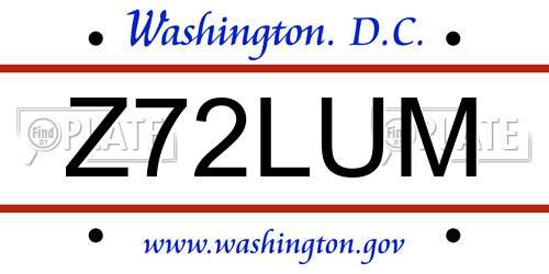 Z72LUM District Of Columbia License Plate