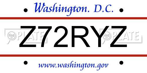 Z72RYZ District Of Columbia License Plate