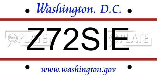 Z72SIE District Of Columbia License Plate