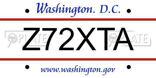 Z72XTA District Of Columbia License Plate