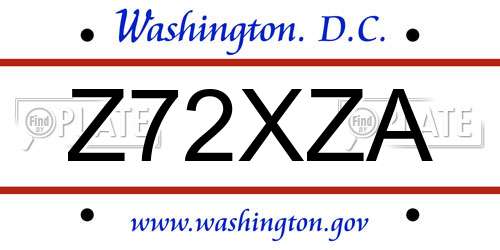 Z72XZA District Of Columbia License Plate