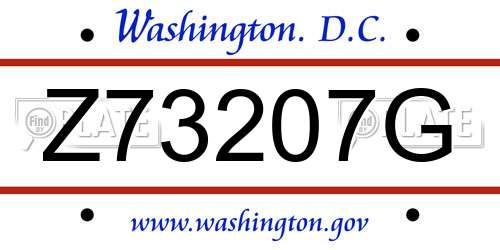 Z73207G District Of Columbia License Plate