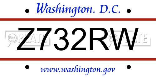 Z732RW District Of Columbia License Plate
