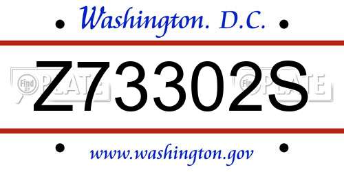 Z73302S District Of Columbia License Plate