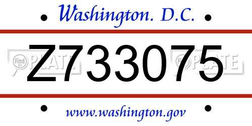Z733075 District Of Columbia License Plate