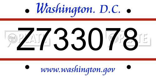 Z733078 District Of Columbia License Plate