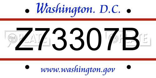 Z73307B District Of Columbia License Plate