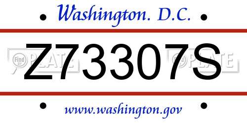 Z73307S District Of Columbia License Plate