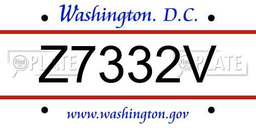 Z7332V District Of Columbia License Plate
