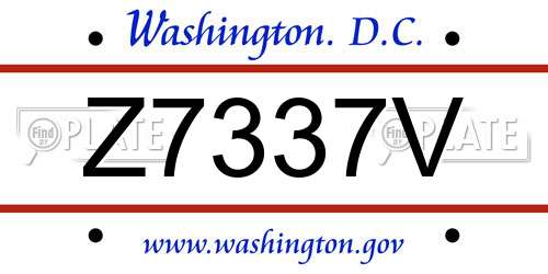 Z7337V District Of Columbia License Plate