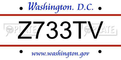 Z733TV District Of Columbia License Plate